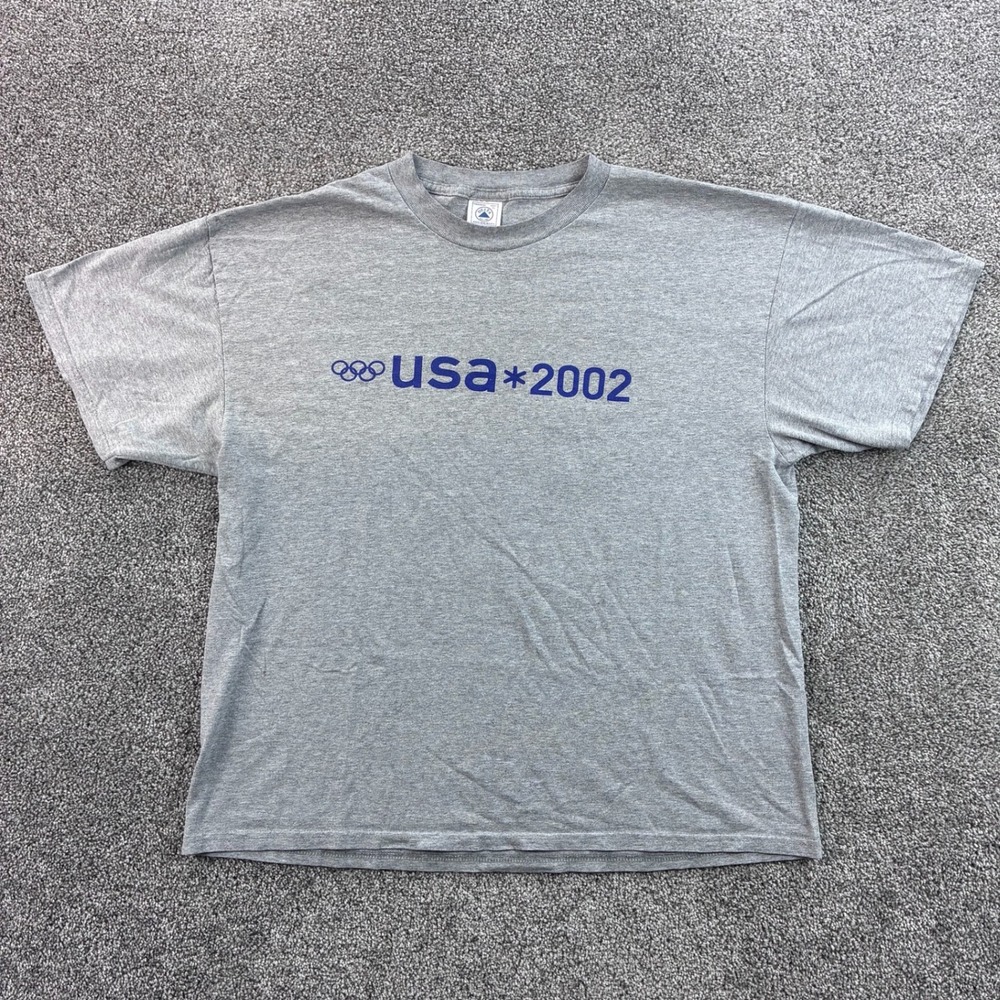 Vintage USA 2002 Olympics Shirt Mens XL Gray Salt Lake City Winter Games